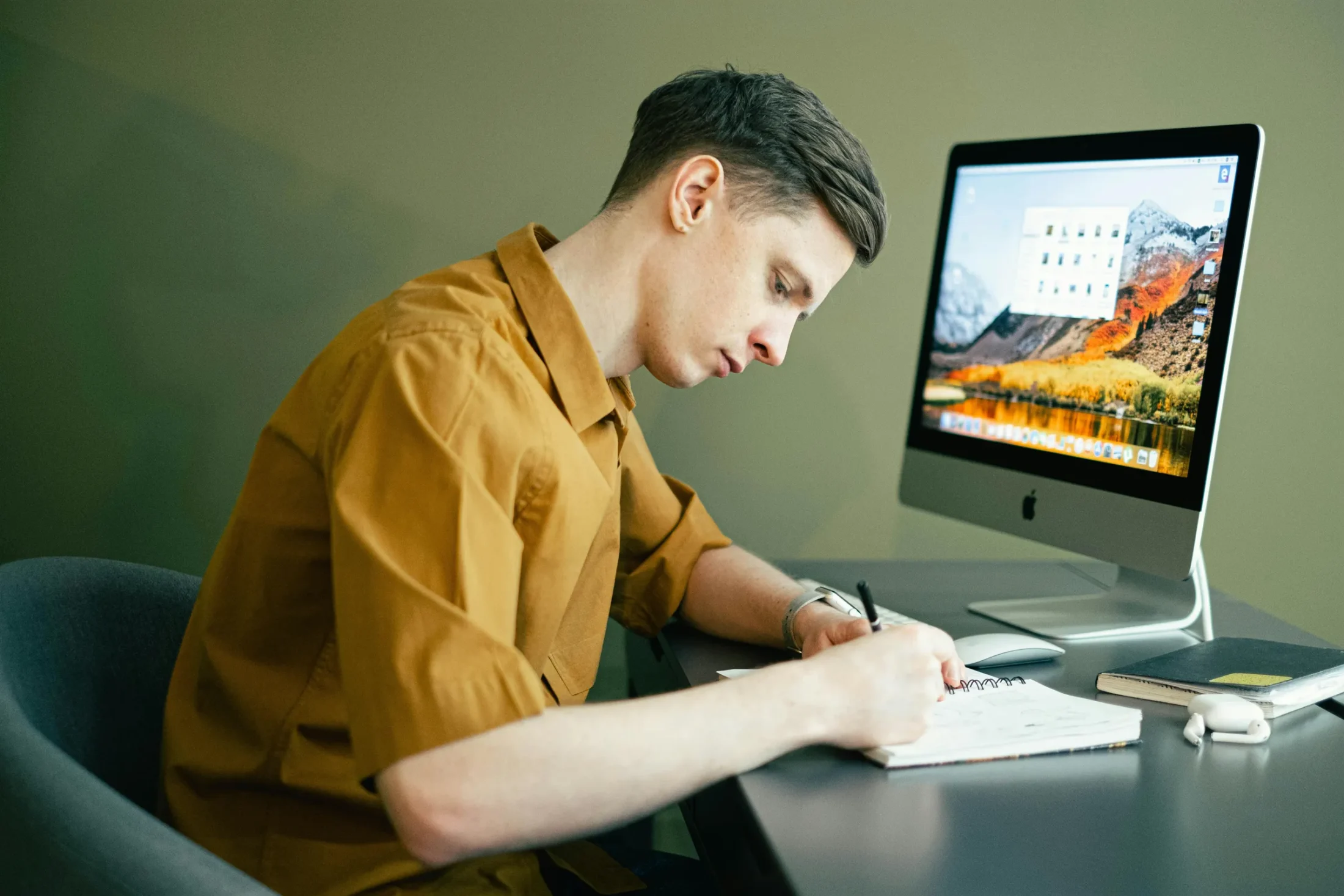 Student on computer